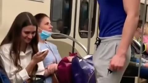 U S A Bodybuilder subway prank video