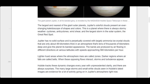 Hubble telescope looks at Jupiter's stormy weather