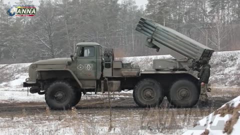 Reactive artillery strikes at Ukrainian positions near Kremennoy.