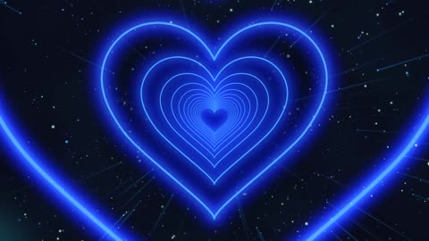 903. Neon Heart Tunnel💙Blue Heart Background