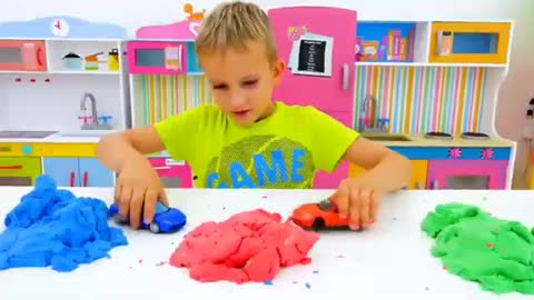 #vlad&niki English || Candy Machine + Play Dough + Toy Car 👩‍👦‍👦