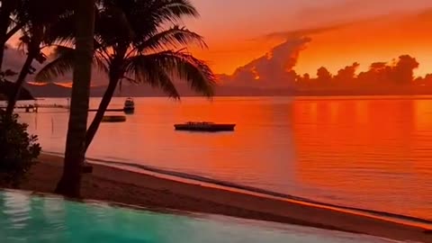 Sunset on the island of Fiji. It's beautiful