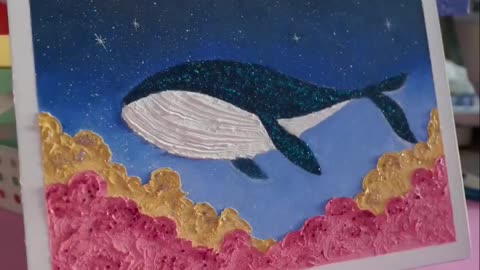 Oil pastel art-Whale