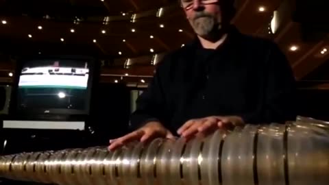 Composer William Zeitler plays a glass armonica, invented by Benjamin Franklin in 1761