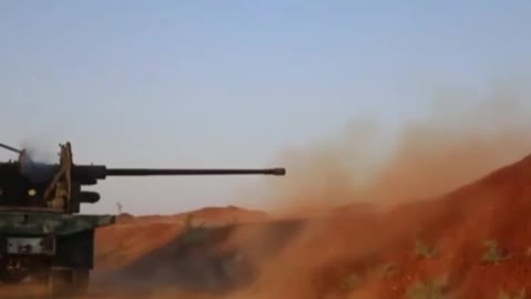 The Syrian opposition again flashed ZSU using 57-mm anti-aircraft gun S-60.