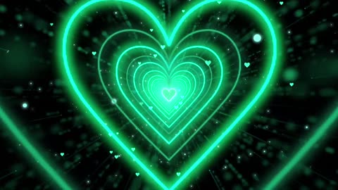 153. Heart Tunnel Background 💚Green Heart Neon Lights Love Heart Tunnel Loop Heart Tunnel Bright