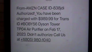 Calling Phone Number Listed In Incoming Text About Alleged Amazon Charge: 805-980-1040, 3/23/23