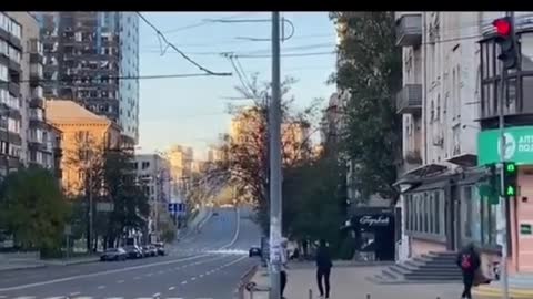 Ukrainian Police fires at Kamikaze Russian drones in Kyiv this morning