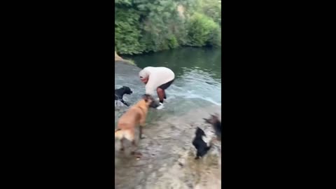 Dude saves his phone right before falling into water