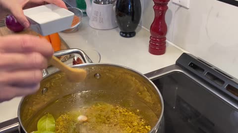 Vegetarian dish lentil soup. (short)