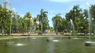 Beautiful water fountain in the park on the lake, wonderfully gorgeous! [Nature & Animals]