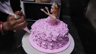 Barbie Doll Cake Pink Roses _ Barbie Doll Cake Design _ Crown Doll Cake Tutorial #barbie