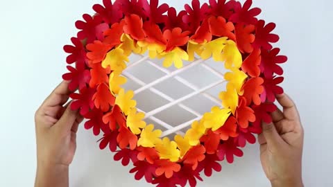 Beautiful Paper Flower Heart Wall Hanging- Easy Wall Decoration Ideas - Paper craft - DIY Wall Decor