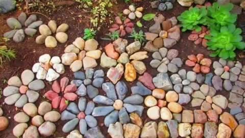 stone Pebble art | Beautiful backyard front yard decoration with stone craft