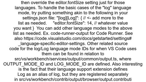 How can I change the font size of text in VS Code39s Output panel