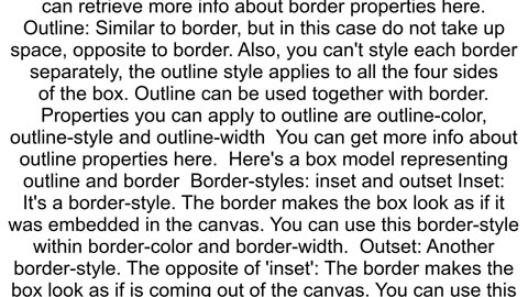 Differences between outset inset border and outline in CSS