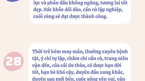 Đoán vận mệnh qua ngày sinh( âm lịch ) trong tử tử .Phần cuối