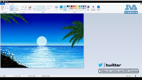 How to draw a beautiful scenery in MS paint | Speed paint | Time lapse