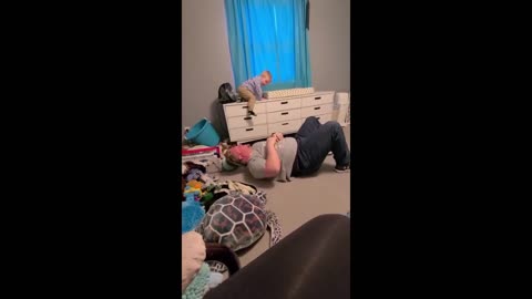Epic father and son wrestling match will have you in stitches_ _shorts