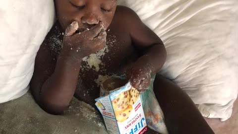 Mom Finds Son Pigging Out on Cornbread Mix