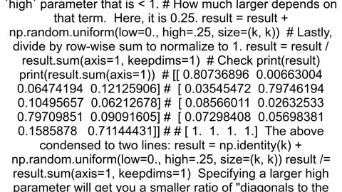 Generating random transition probability matrix python