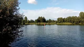 Stand up paddling on a Dutch lake