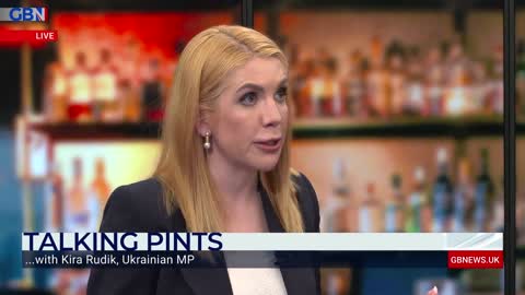 Ukrainian politician Kira Rudik speaks to Nigel Farage