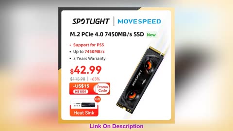 Best MOVESPEED 7450MB/s SSD NVMe M.2 2280 4TB 2TB 1TB