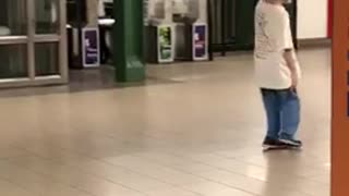 Man long white shirt spinning