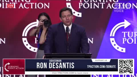 Gov. Ron DeSantis takes the stage at the Turning Point Action Unite & Win Rally in Phoenix, AZ.