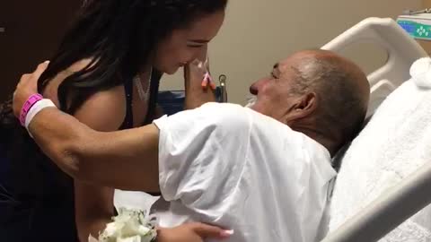 Loving Grandson Visits His Grandpa in Hospital Before Prom