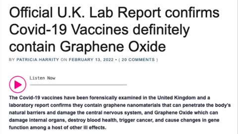 OFFICIAL U.K. LAB REPORT CONFIRMS COVID-19 VACCINES DEFINITELY CONTAIN GRAPHENE OXIDE