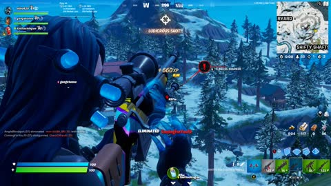 Fortnite (C3,S1) Snipe from hill above Shifty Shafts.