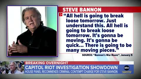 Committee investigating Jan. 6 riot recommends holding Steve Bannon in contempt l
