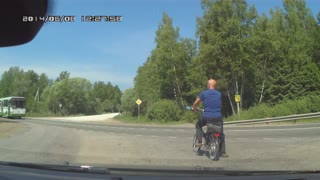 Bad Day To Not Wear A Helmet - Truck Hits Older Cyclist At High Speed