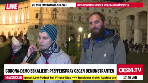 Gewalt auf der Freiheits-Demo in Wien? Teilnehmer liest Moderator die Leviten!