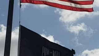 American flag flowing
