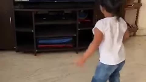 Kid smashes tv while dancing