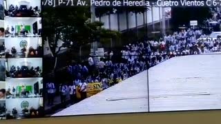 Policía custodia la marcha de estudiantes en Cartagena