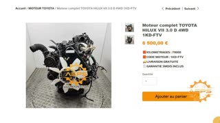 AEPSPIECES.COM - Moteur complet TOYOTA HILUX VII 3.0 D 4WD 1KD-FTV