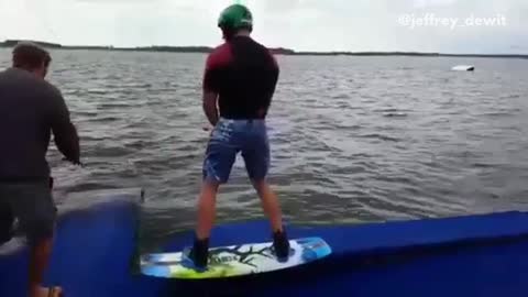 Collab copyright protection - wakeboarder falls backwards in boat