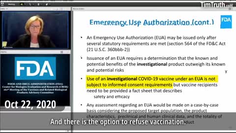 VIOLATING NUREMBERG CODE: NO INFORMED CONSENT NEEDED FOR EUA VAX BRAGS FDA'S VAX DIRECTOR