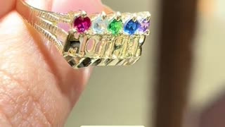 Solid Gold Customizable Birthstone Mother Rings