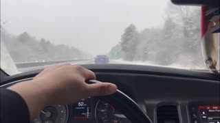 Pov drive in the snow