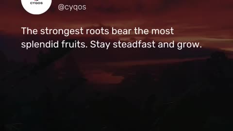The strongest roots bear the most splendid fruits. Stay steadfast and grow.