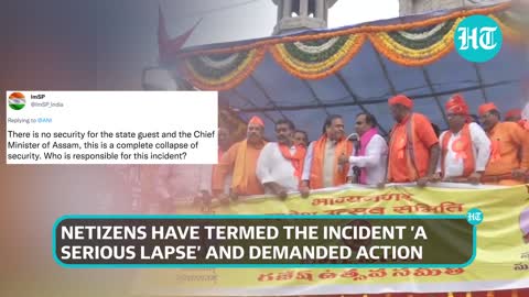 Drama at Assam CM's rally_ Man storms stage, snatches mic amid chaotic scenes in Hyderabad