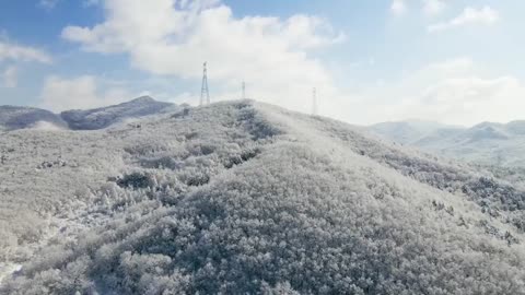 Snowy mountain scenery in winter