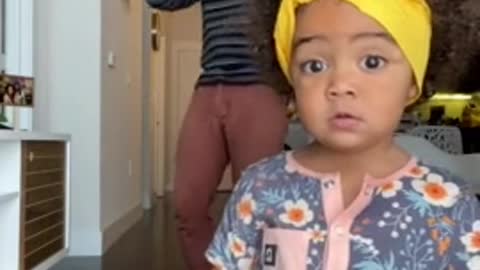Little girl adorably dances with her dad on camera