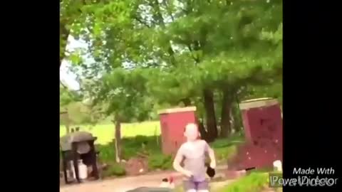 Funny chickens and roosters Chasing kids and adult