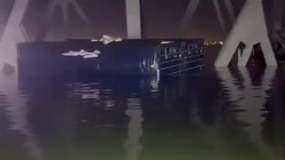 Close footage of "Dali" after it crashed into the Francis Scott Key Bridge in Baltimore#2